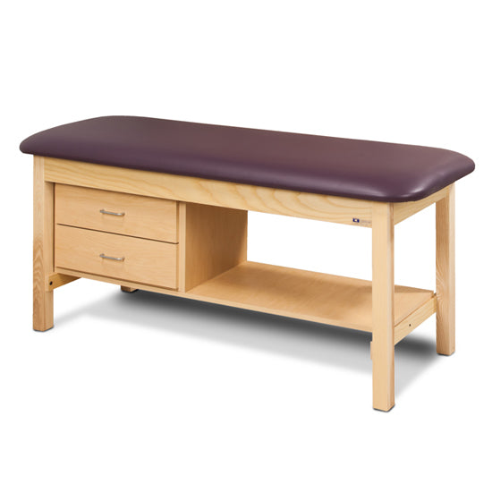 1300-27 Flat Top Classic Series Treatment Table with Shelf and Two Drawers